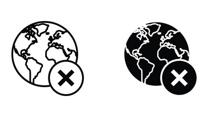 Obraz premium Global denial icon set with cross symbol