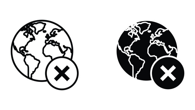 Global denial icon set with cross symbol