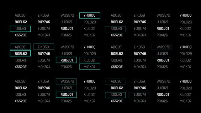 Futuristic data dashboard interface filled with dynamic alphanumeric grids, system metrics, and abstract digital panels, representing AI processing, cybersecurity monitoring 