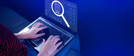 OCR technology concepts. using AI powered OCR with virtual interface, representing intelligent...