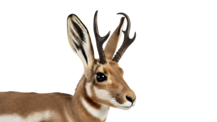 Pronghorn Portrait Isolated on Transparent Background