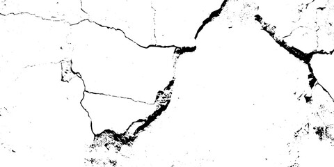 Obraz premium White and black rough, scratch, splatter grunge pattern design brush strokes. ground cracks, breaks on land surface from earthquake. white plaster cracked old wall vintage design.