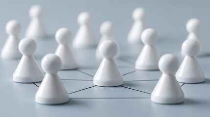 Interconnected White Figures Representing Network Relationships in a Modern Context