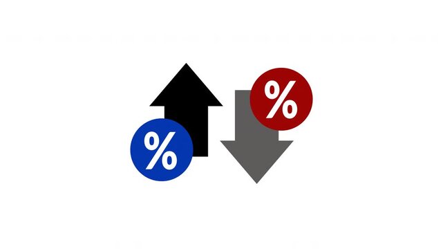 4k Arrow with percentage icon. Percent with arrows up and down