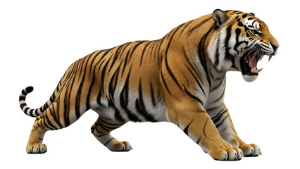 Obraz premium Roaring Tiger Isolated on Black Background