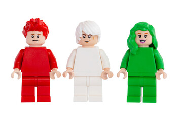 Naklejka premium Dortmund - Deutschland 16. Januar 2026 Lego Minifiguren in den Farben rot weiß und grün - Studio Aufnahme