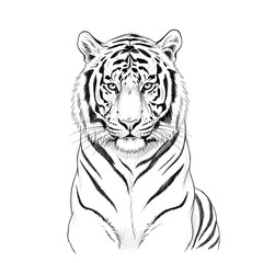 Fototapeta premium Pencil Sketch Portrait of a Majestic Tiger Face