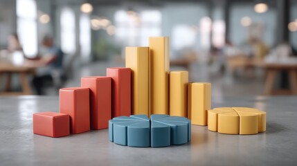 Colorful Geometric Shapes Representing Data Visualization in a Professional Environment