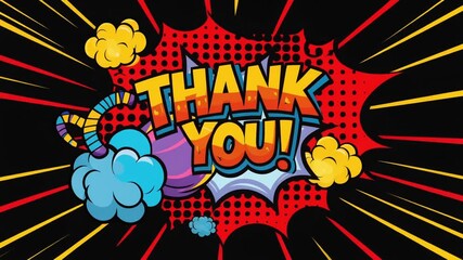 Expressing Gratitude A Vibrant Comic-Style 'Thank You!' Illustration with Explosive Energy