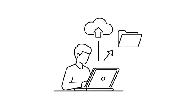 Man Uploading File to Cloud Storage.