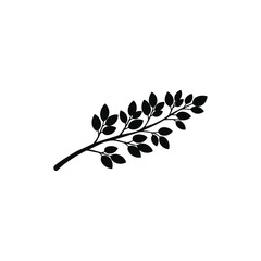 Branch with leaves silhouette vector flat illustration design.