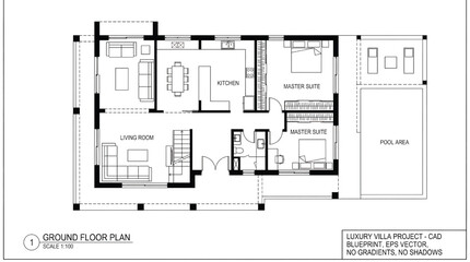 Luxury villa ground floor plan with modern layout
