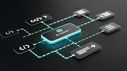 Abstract colorful light streaks and curves flowing on dark blue background