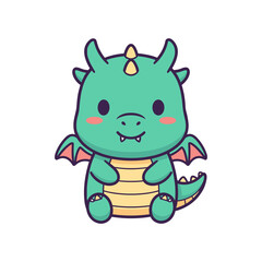 Obraz premium Adorable Cartoon Dragon Character Illustration