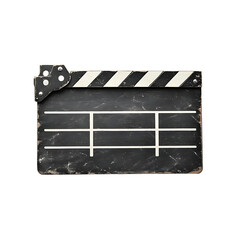 Fototapeta premium Front View of Movie Clapperboard Isolated on White Background, Studio Shot