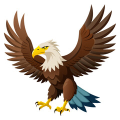 Obraz premium Powerful bald eagle mascot swooping illustration on white background
