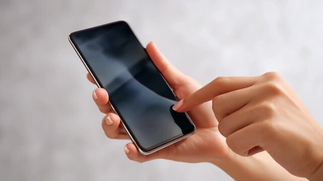 A user interacts with a smartphone to unlock it using a fingerprint sensor, showcasing advanced biometric technology and user-friendly interface in everyday life.