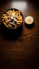 French Fries with Meat and Dip.