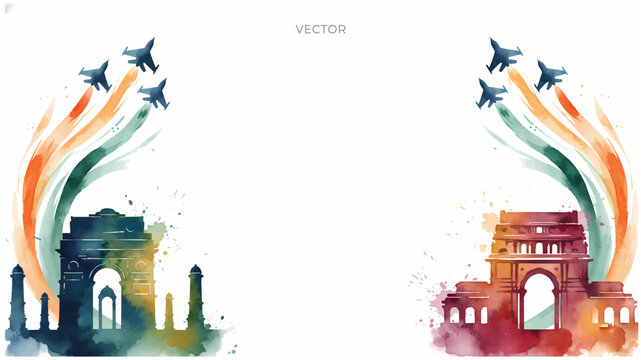 indian fighter jet air sow and indian republic day celebration background.