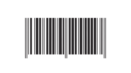 Close-up of a barcode isolated on transparent background