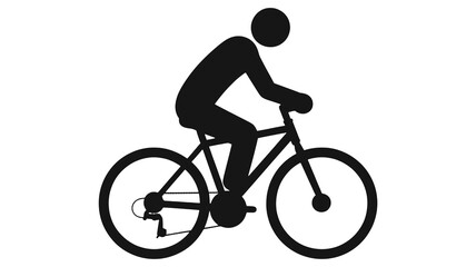Silhouette of cyclist riding bicycle isolated on transparent background
