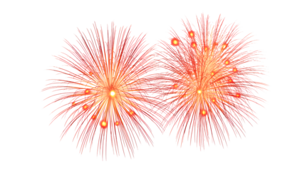 Vibrant orange fireworks exploding in night sky