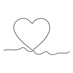Heart love symbol continuous one line drawing minimalist vector illustration