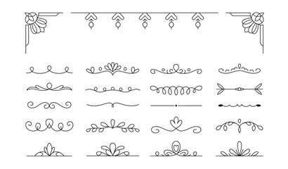 Obraz premium Ornamental Hand-Drawn Border and Side Element Vector Collection