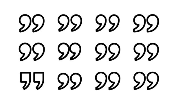 Minimal Quote Mark and Quotation Vector Icon Set for Editorial and Web Design