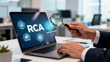 Businessman Analyzing RCA on Laptop