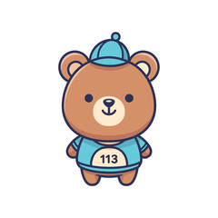 Fototapeta premium Cartoon Bear Athlete with Number 113 Jersey