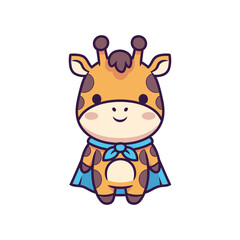 Cute Cartoon Giraffe Superhero Character Illustration