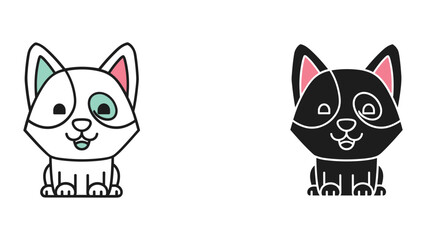 Cute cartoon cat illustration with different colors © Kalam