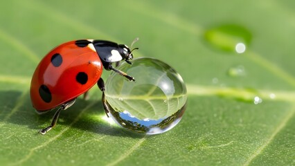Ladybug on Water Droplet