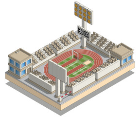 Athletics stadium. Isometric. Isolated on white background.Vector illustration.