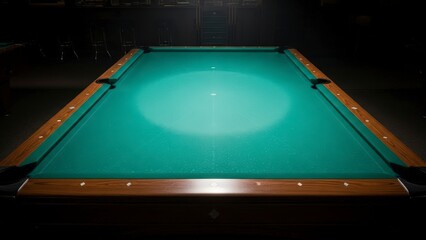 Pool Table with Green Felt Surface.