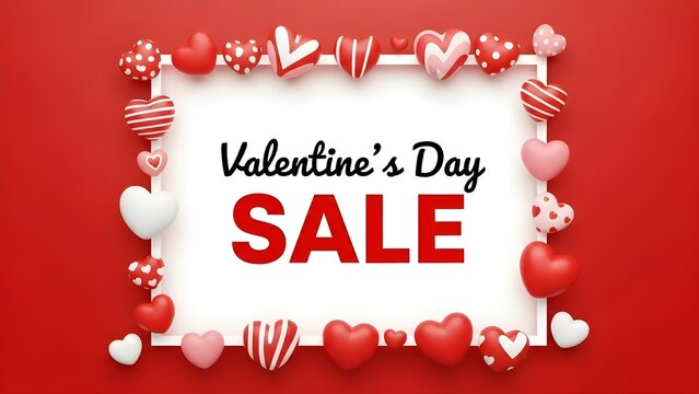 Valentine's day sale advertisement with hearts and candy