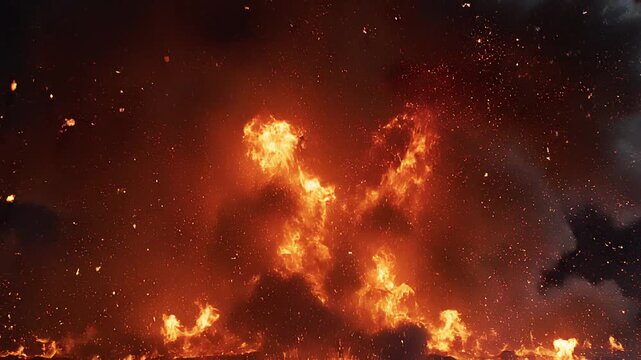 An explosive fireball erupts, showcasing power and intensity of detonation.