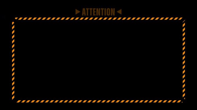 Orange Attention Text with Medium Blinking and Rotating Dashed Circle on Black Background