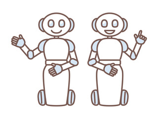 illustration of AI robot working with people