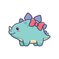 Cute Cartoon Dinosaur with Bow Illustration © JAHIDUL STOCK