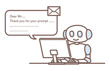 illustration of AI robot working with people