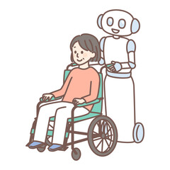 illustration of AI robot working with people