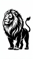 Obraz premium Majestic Lion Silhouette Standing Proud with Flowing Mane