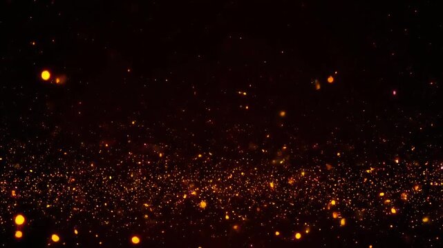 Dynamic shimmering particles create a mesmerizing atmosphere of warmth