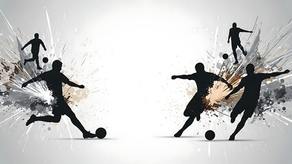 Dynamic soccer players in action with explosive background effects