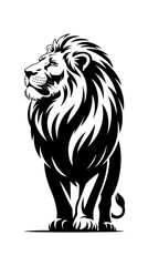 Obraz premium Majestic Lion Silhouette Standing Proud with Flowing Mane