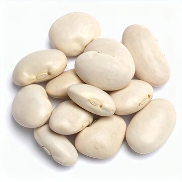 Pile of nutritious and creamy lima beans isolated on clean white background