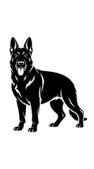 Obraz premium Powerful German Shepherd Dog Silhouette Standing Alert