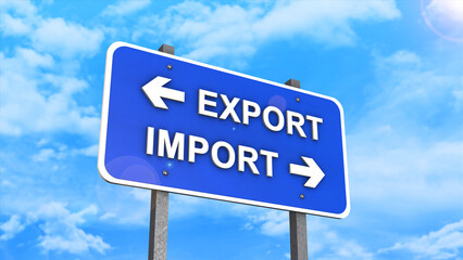 Export and Import Road Sign with Airplane for Global Trade Concept